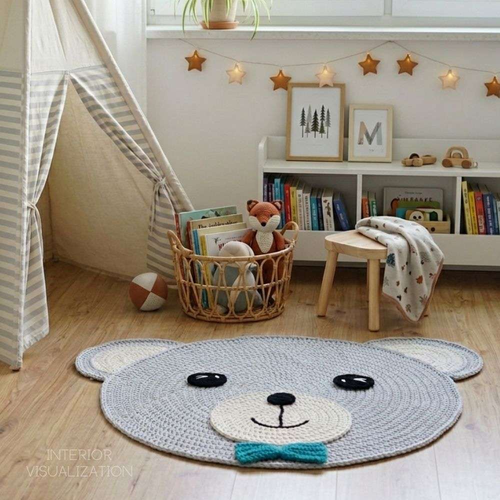 Teppich mit Bärchenmotiv für Kinderzimmer – Bild 2